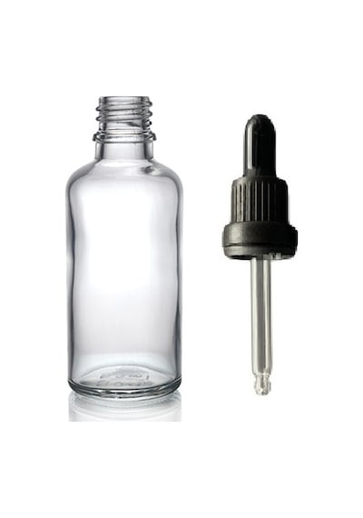 50ml Şeffaf Cam Damlalıklı 12 Adet, Siyah Kapak, Ecza Şişesi, Damlalıklı Şişe, Propolis Şişesi, Damlatmalı Şişe, Saç Serum Şişesi, Ecza Şişesi