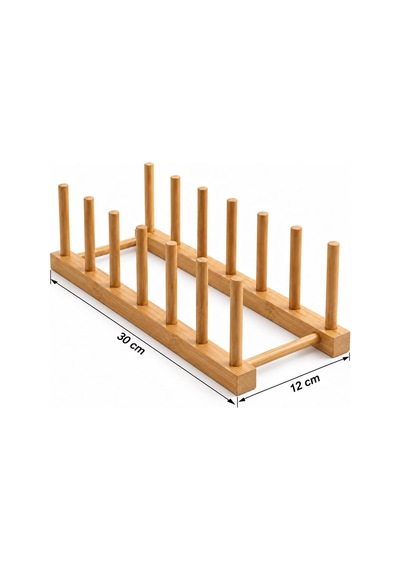 Tr 6 Bölmeli Bambu Tabaklık, 30 X 12 Cm Tezgâh Üstü Ve Dolap İçi Tabak Düzenleyici, Kesme Tahtası, Servis Taba Genel