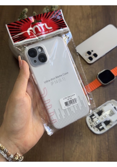 Apple iPhone 14 Uyumlu Süper İnce Mat Ultra Thin Silikon Kılıf Buzlu Beyaz