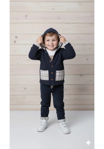 Bontino Erkek Çocuk %100 Pamuk Kadife Hırka, Pantolon Ve Ayıcık Baskılı Sweatli 3'lü Premium Seri Lacivert Bontino Erkek Çocuk %100 Pamuk Kadife Hırka, Pantolon Ve Ayıcık Baskılı Sweatli 3'lü Premium Seri Lacivert