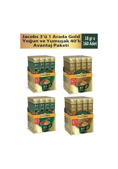 Jacobs 3 ü 1 Arada Gold Yoğun ve Yumuşak Kahve Seti 4'lü Set