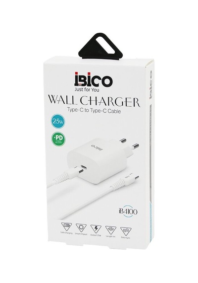 İbico İb-4100 Type-c To Telefon Şarj 25w-1.5a 9v-12v-3.0a Ev Başlık + Kablo 1mt Hızlı Set - 10'li Paket