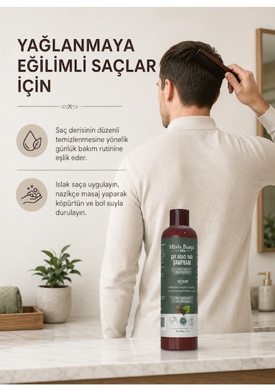 Çay Ağacı Şampuan Çay Ağacı, Isırgan Otu Ve Buğday Proteini İçeren Saç Ve Saç Derisi Bakım Şampuanı, 400 Ml Kepekli - Yağlı