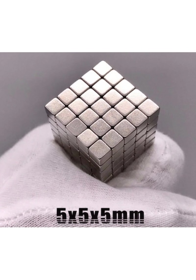 50 Adet - Küp Neodyum Mıknatıs, 5x5x5 Mm, Güçlü Magnet, N35 Kalite
