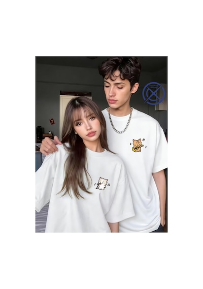 Nevermind Sevgili Kombin Tişörtü Müzik Yapan Kedi Baskılı Unisex Oversize %100 Pamuk Çift Tişörtü Beyaz Beyaz Nevermind Sevgili Kombin Tişörtü Müzik Yapan Kedi Baskılı Unisex Oversize %100 Pamuk Çift Tişörtü Beyaz Beyaz