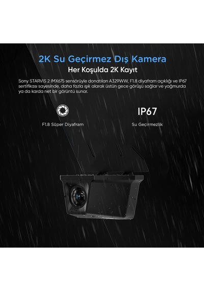 Viofo A329ww 3 Kanal 4k Tır Ve Kamyon Araç Kamerası Ön 4k + Çift 2k Hdr Su Geçirmez Arka Kamera, Sony Starvıs 2 Sensör