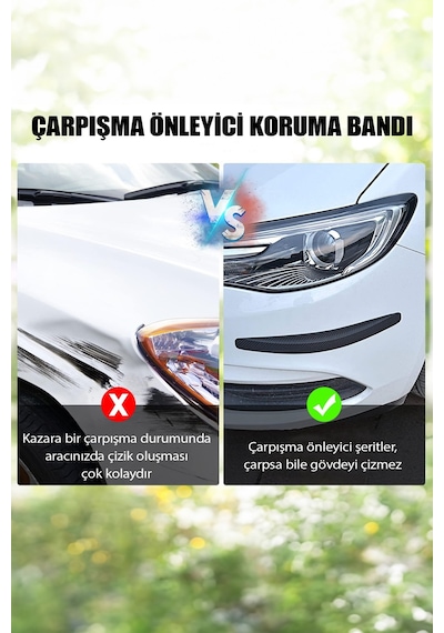 Mucit Home Araçlar İçin Dayanıklı 2 Adet Esnek Tampon Koruma Bandı Çizik Darbe Ve Mini Hasar Çarpma Önleyici