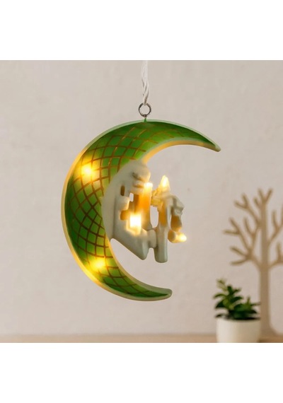 Jenerik Ramazan Led Perde Lamba 3m Fişli, Eklemeli Yeşil Hilal Cami Yıldız