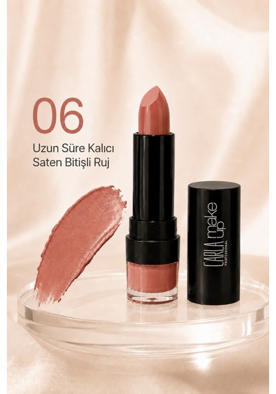 Uzun Süre Kalıcı Saten Bitişli İncape Ruj No:06 Pembe