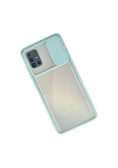 Newface - 570 - Samsung Galaxy Uyumlu A71 Kılıf Palm Buzlu Kamera Sürgülü Silikon - Csmo-tex - - Turkuaz