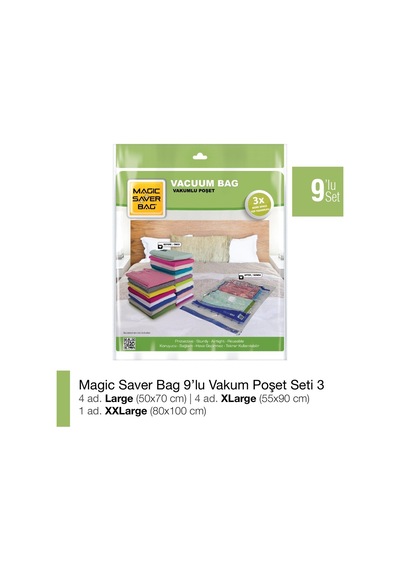 Magic Saver Bag 9'Lu Vakumlu Poşet Seti 3