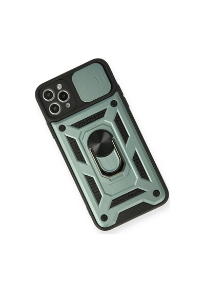 Apple iPhone  Uyumlu  11 Pro Kılıf Pars Lens Yüzüklü Silikon - Yeşil