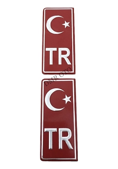 Tr Plaka Stıcker 2'li - Türkiye Plaka Stıcker - Türkiye Plakalık Stickeri - Alüminyum Tr Plaka 2'li