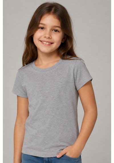 Kiagu Gri Kısa Kol Basic T-shirt- Terletmeyen Esnek Kumaş Pamuklu Mevsimlik Gri Kısakol Kız Çocuk Tsort Gri Kiagu Gri Kısa Kol Basic T-shirt- Terletmeyen Esnek Kumaş Pamuklu Mevsimlik Gri Kısakol Kız Çocuk Tsort Gri