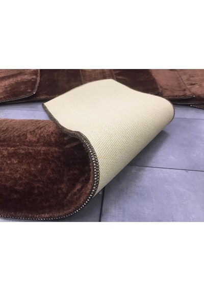 Comfort Kahve Renk 5 Adet Merdiven Halısı Pufidik Peluş Kaymaz