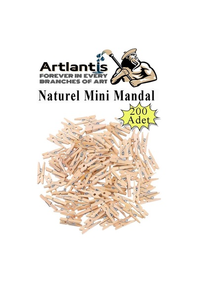 Naturel Mini Mandal Ahşap 200 Adet Renksiz Minik Mandal Dekoratif Süsleme Fotoğraf Asma Mandalı Dekarasyon