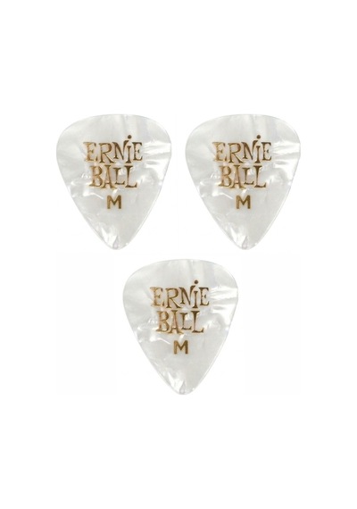 Ernie Ball P09166 Pearloid Medium Beyaz Gitar Pena 3 Adet 0,72mm