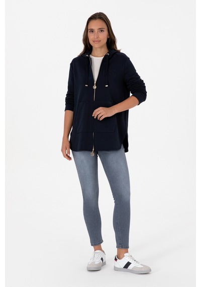 U.S. Polo Assn. Kadın Lacivert Fermuarlı Kapüşonlu Sweatshırt 50307714-VR033 U.S. Polo Assn. Kadın Lacivert Fermuarlı Kapüşonlu Sweatshırt 50307714-VR033
