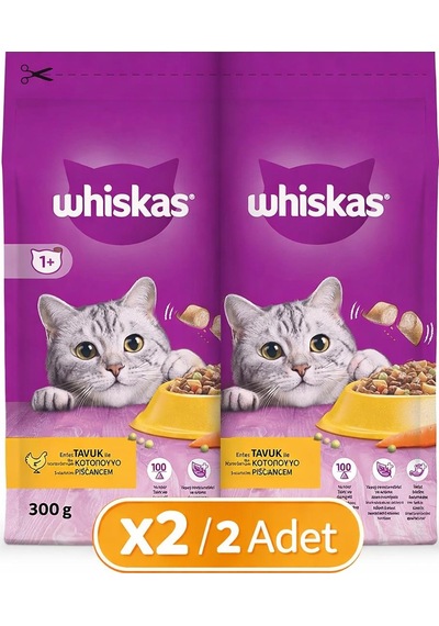 Whiskas Tavuklu Ve Sebzeli Yetişkin Kedi Maması 300 Gr 2 Adet