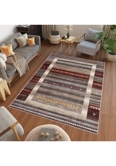 Rovigo Home Dijital Baskı Yıkanabilir Kaymaz Taban Salon Halısı Rvg0457 Kırmızı