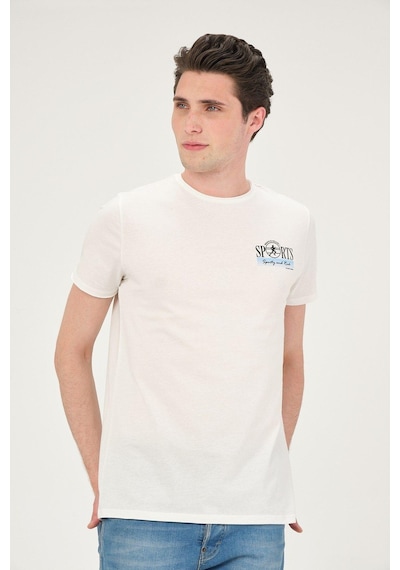 Rich Erkek Yıkamalı Basic T-shirt Tişört %100 Pamuk Tişört Beyaz