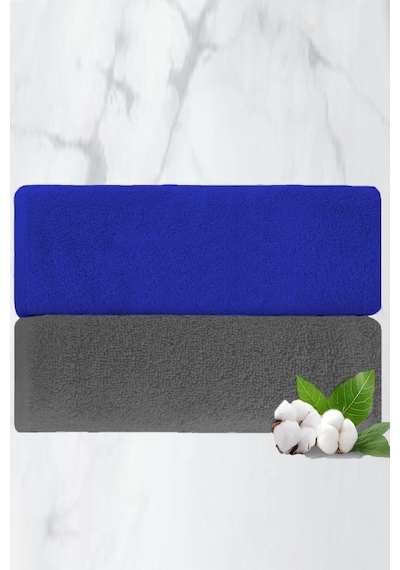 2 Li Lüks El Yüz Havlu Seti 50x90 Cm %100 Pamuklu Gramajlı Grinja Mavi