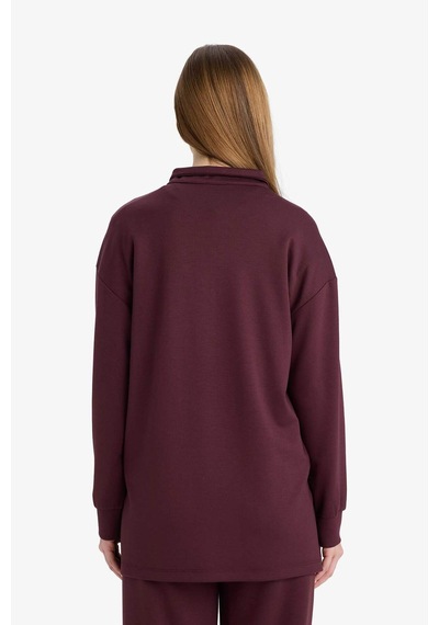 Defacto Regular Fit Fermuarlı Yaka Uzun Kollu Tunik F5771ax26spbr475 Bordo-br475