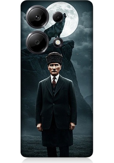 Xiaomi Redmi Note 13 Pro 4g Uyumlu Dolunayda Gölge Ve Lider Atatürk Desenli Silikon Kılıf Çok Renkli