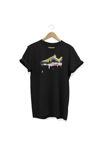 Ayakkabı Baskılı Siyah T-shirt Siyah