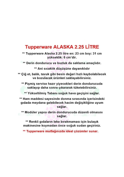 Tupperware Alaska 225 L Lila Buzdolabı Saklama Kabı Esc Çok Renkli
