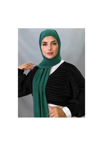 ALDAIYR Hazır Pratik Lüks Boru Boneli Şifon Şal Boa12354 Zümrüyeşil0808