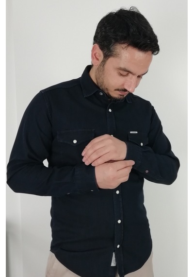 Tousus Slim Fit Kot Erkek Gömlek Slm-2012-tss Lacivert