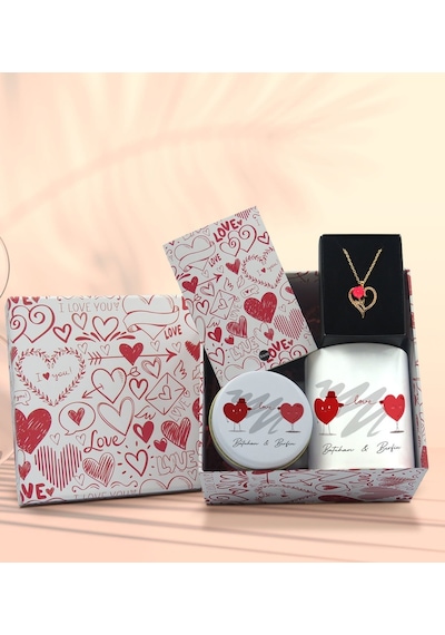 BK Gift Sevgiliye Özel Kutuda Hediye Seti, Kupa Bardak, Sevgili Hediyesi, Aşk Kolyesi, Kokulu Mum,Yıl Dönümü Hediyesi-6