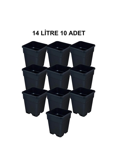 Grow Wizard Plastik Kare Saksı 14 Litre 10 Adet