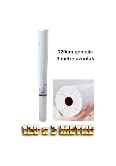 120cm X 3 Metre Rulo Premium Beyaz Mermer Desenli Yapışkanlı Duvar Paneli Kağıdı Ev Ofis Basıc Beyaz