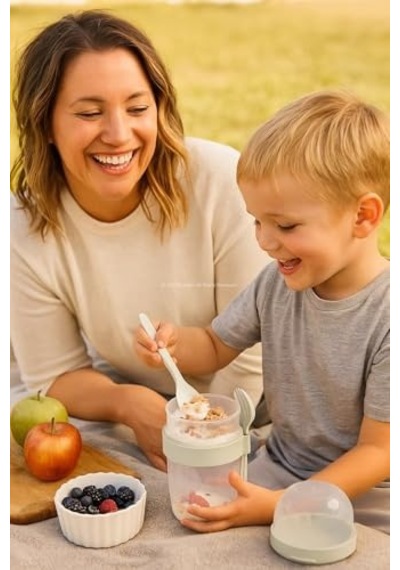 Müsli Ve Granola Kapsülü, 1100 Ml Sızdırmaz Yoğurt Kabı, Take And Go Kaşıklı Granola Kabı, Pratik Ve Taşınabilir Tasarım Beyaz