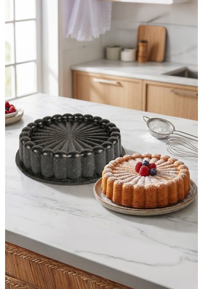 26 Cm Döküm Tart Kalıbı Kaydırmaz Tabanlı Siyah