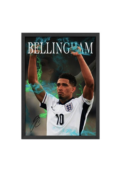 Jude Bellingham Siyah Ahşap Çerçeveli Poster, Dekoratif Futbol Duvar Tablosu