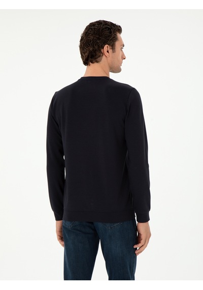 Siyah Regular Fit Bisiklet Yaka Sweatshirt Lacivert