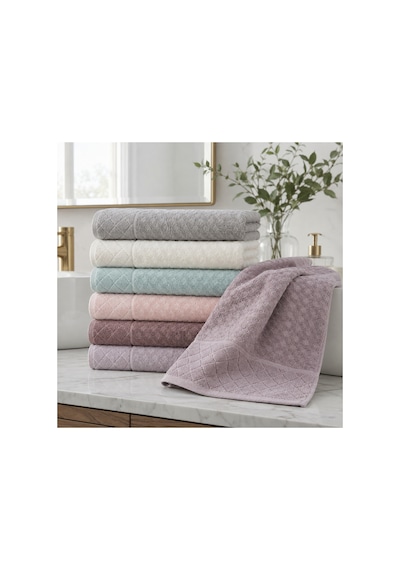 Gonca Kristal Desenli Renkli Havlu 50x90 Cm 6 Lı Set %100 Pamuk - Çok Renkli