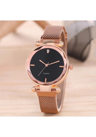 Saaté Rose Gold Mıknatıslı Klips Özelliğe Sahip Quartz Kadın Saat Çok Renkli