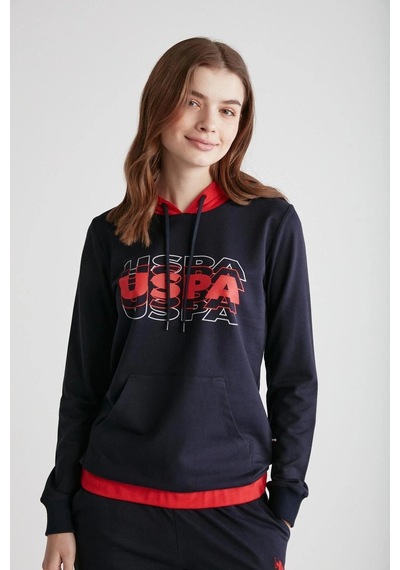 U.S. Polo Assn. - Kadın Lacivert Kapşonlu Pijama Takımı 16945