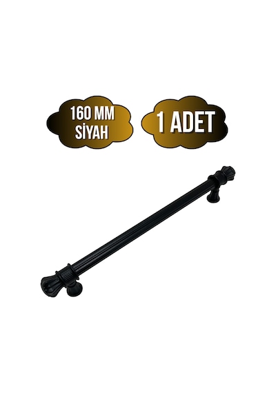 Nobel Akyaka Çizgili Siyah Metal Dolap Kulpu Mobilya Ve Mutfak Dolap Kulpu Siyah 160mm 1 Adet Siyah