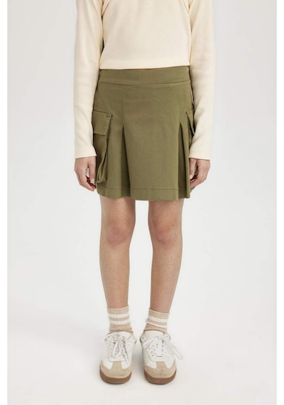 DeFacto Kız Çocuk Pile Detaylı Cepli Gabardin Etek D3212A824WNKH262 Haki