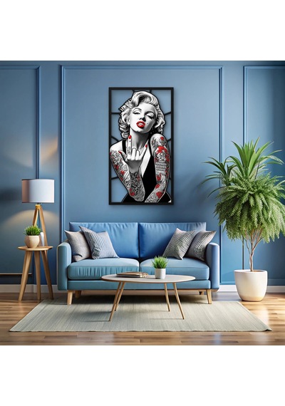 Dövmeli Sarışın Pop İkon - Metal Tablo - Dec0321 36 X 65 Cm Çok Renkli