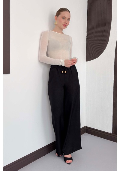 Verymoda Keten Pantolon D2381 Siyah