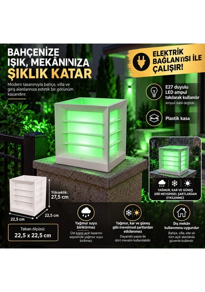 Modern Tasarım E27 Duylu Elektrikle Çalışır Set Üstü Bahçe Duvar Apliği, Duvar Üstü Modern Armatür Beyaz