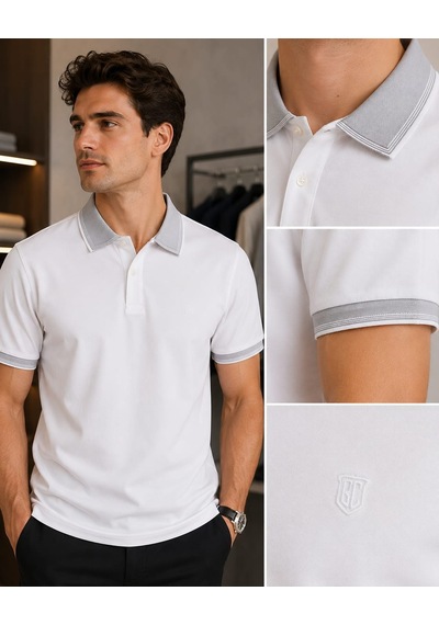 Craft Battal Polo Yaka Kagi Tişört Beyaz