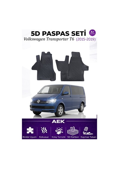 Transporter T6 2015-2019 Araca Özel Havuzlu "karbon" Paspas Takım