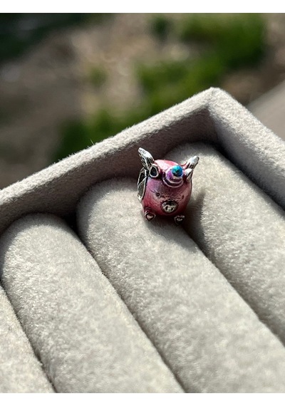 Unicorn Domuzcuk Charm Gümüş Kaplama Pembe